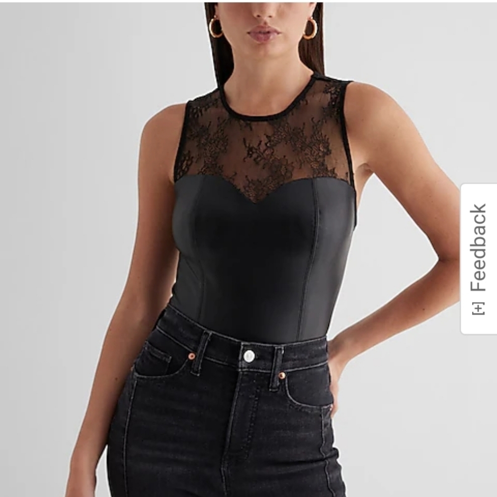 Express Faux Leather Bodysuit